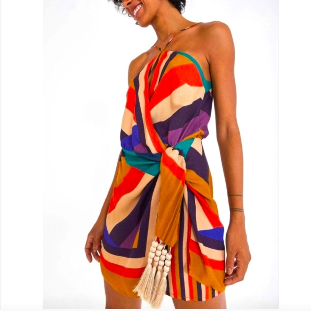 Farm Rio Amanda Stripe Tassel Dress